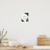 Emerald Green Floral Quinceañera Guest Book Sign. Poster (Keuken)