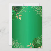 Emerald Green Floral Quinceanera Kaart (Achterkant)