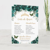 Emerald Green Floral Quinceanera Princess Padrinos Programma (Achterkant)