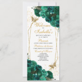 Emerald Green Floral Quinceanera-programma Kaart (Voorkant)