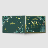 Emerald Green Floral Quinceañera Quince 15 XV Gold Gastenboek (Volledig)