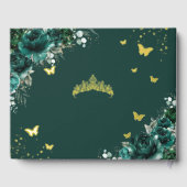 Emerald Green Floral Quinceañera Quince 15 XV Gold Gastenboek (Achterkant)