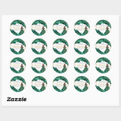 Emerald Green Floral Quinceanera Round Stickers (Vel)
