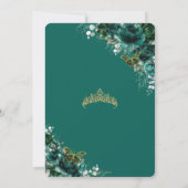 Emerald Green Floral Quinceanera Sweet 16 Verjaard Kaart (Achterkant)