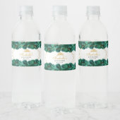 Emerald Green Floral Quinceanera Waterfles Etiket (Flessen)