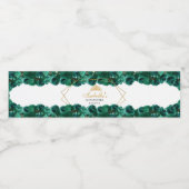 Emerald Green Floral Quinceanera Waterfles Etiket (Enkel label)