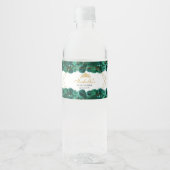 Emerald Green Floral Quinceanera Waterfles Etiket (Voorkant)