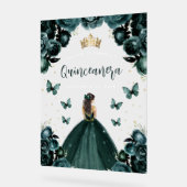 Emerald Green Floral Quinceañera Welkom Acryl Bord (Hoek)