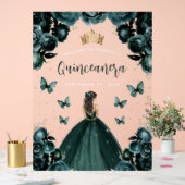 Emerald Green Floral Quinceañera Welkom Acryl Bord (Huwelijk)