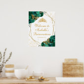 Emerald Green Floral Quinceanera Welkomstteken Poster (Keuken)