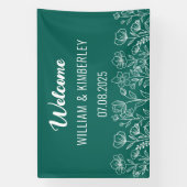 Emerald Green Floral Rustic Simple Modern Wedding Spandoek (Verticaal)