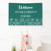 Emerald Green Floral Rustic Simple Modern Wedding Spandoek (Insitu)
