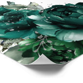 Emerald Green Floral Silver Quinceañera Welkom Poster (Hoek)