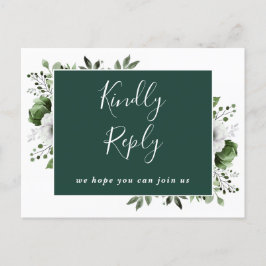 Emerald Green Floral Song Request RSVP Briefkaart
