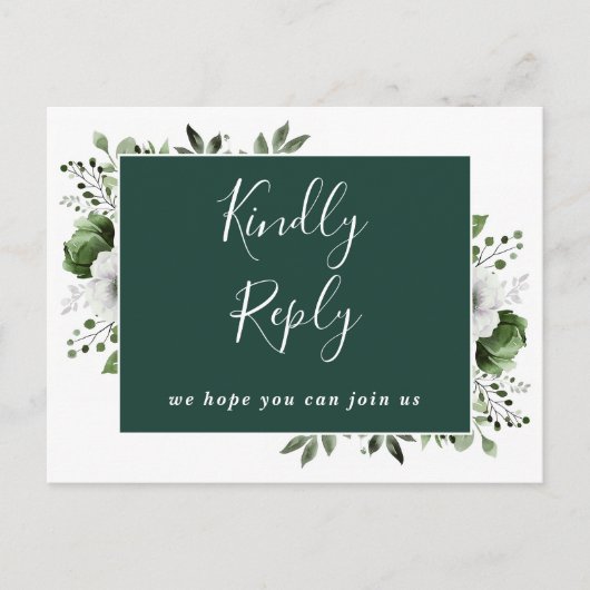 Emerald Green Floral Song Request RSVP Briefkaart (Voorkant)