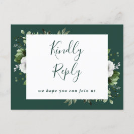 Emerald Green Floral Song Request RSVP Briefkaart