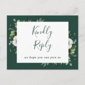 Emerald Green Floral Song Request RSVP Briefkaart (Voorkant)