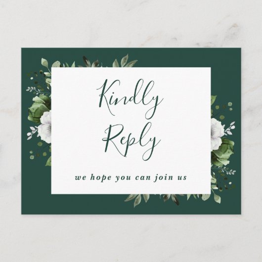 Emerald Green Floral Song Request RSVP Briefkaart (Voorkant)