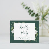 Emerald Green Floral Song Request RSVP Briefkaart (Staand voorkant)
