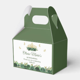 Emerald Green Floral Tiara Butterfly Quinceanera Bedankdoosjes