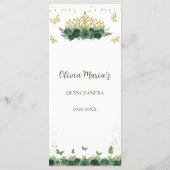 Emerald Green Floral Tiara + Butterfly Quinceanera Menu (Achterkant)