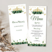 Emerald Green Floral Tiara + Butterfly Quinceanera Menu