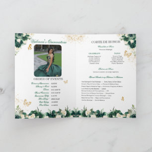 Emerald Green Floral Tiara Butterfly Quinceanera Programma