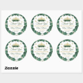 Emerald Green Floral Tiara Butterfly Quinceanera Ronde Sticker (Vel)