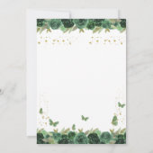 Emerald Green Floral Tiara Butterfly Quinceanera Save The Date (Achterkant)
