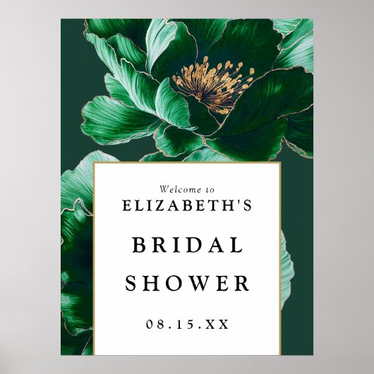 Emerald Green Floral Vrijgezellenfeest Welkomstbor Poster (Voorkant)
