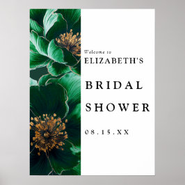 Emerald Green Floral Vrijgezellenfeest Welkomstbor Poster