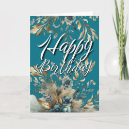 Emerald Green Floral Watercolor Boho Birthday Gree Kaart