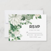 Emerald Green Floral Waterverf Boho Wedding RSVP Kaartje (Voorkant)