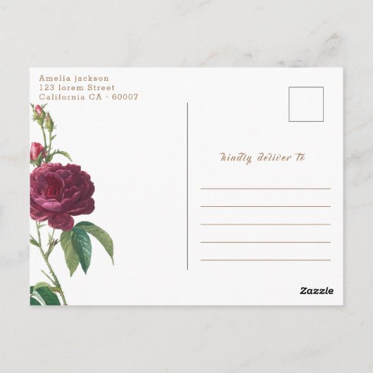 Emerald Green Floral Weddig Flat Hartelijk dank Briefkaart (Achterkant)