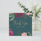 Emerald Green Floral Wedding Bedankkaart (Staand voorkant)