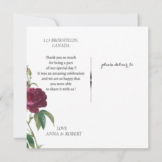 Emerald Green Floral Wedding Bedankkaart (Achterkant)