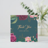 Emerald Green Floral Wedding Bedankkaart (Staand voorkant)