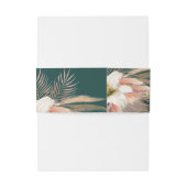 Emerald Green Floral Wedding Belly Band Uitnodigingen Wikkel (Achterkant Voorbeeld)