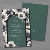Emerald Green Floral Wedding Kaart