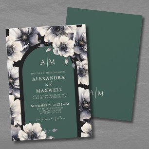 Emerald Green Floral Wedding Kaart