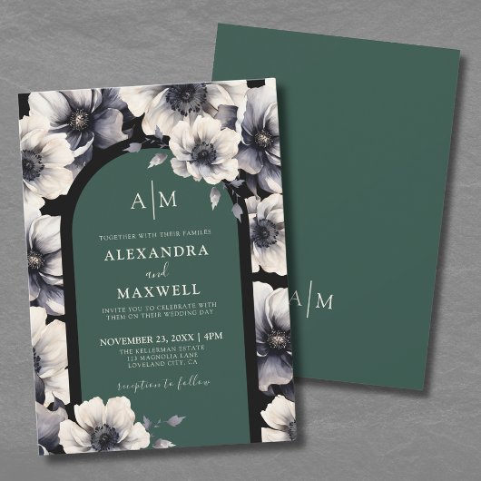 Emerald Green Floral Wedding Kaart