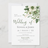 Emerald Green Floral Wedding Kaart (Voorkant)