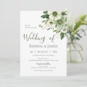 Emerald Green Floral Wedding Kaart (Staand voorkant)