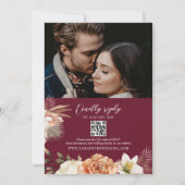 Emerald Green Floral Wedding QR Code Uitnodigen Kaart (Achterkant)