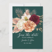 Emerald Green Floral Wedding Save The Date (Voorkant)