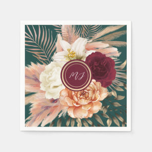 Emerald Green Floral Wedding Servet