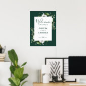 Emerald Green Floral Wedding Welcome Sign Poster (Thuiskantoor)
