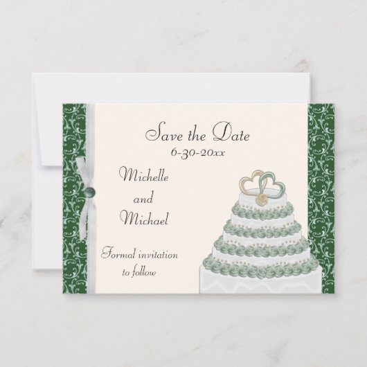 Emerald Green Florentine Save the Date (Voorkant)