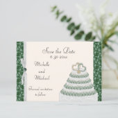 Emerald Green Florentine Save the Date (Staand voorkant)