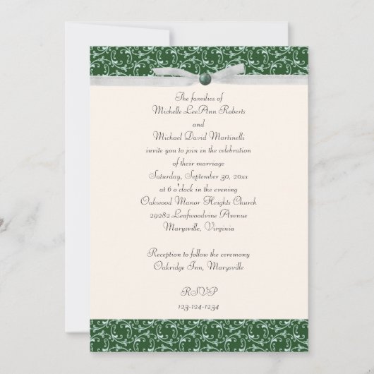 Emerald Green Florentine Wedding Uitnodiging (Voorkant)
